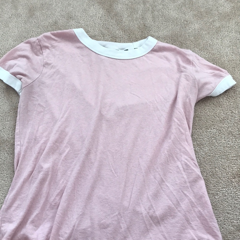 Pink And White Plain T-Shirt From Pink